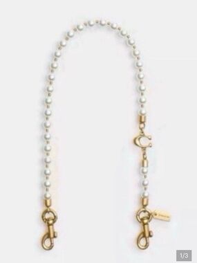 Coach White Pearl Beaded Strap with Gold Hardware